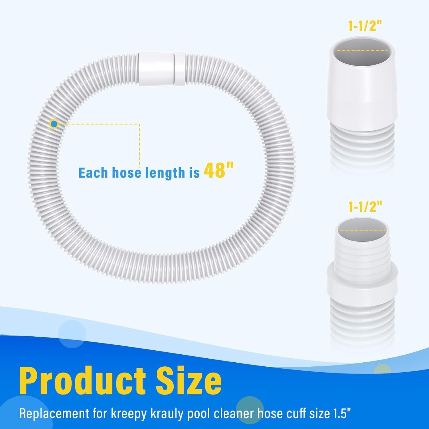 Durable 48&Prime; Pool Vacuum Hose Set – Perfect for Automatic Cleaners, 3 Count