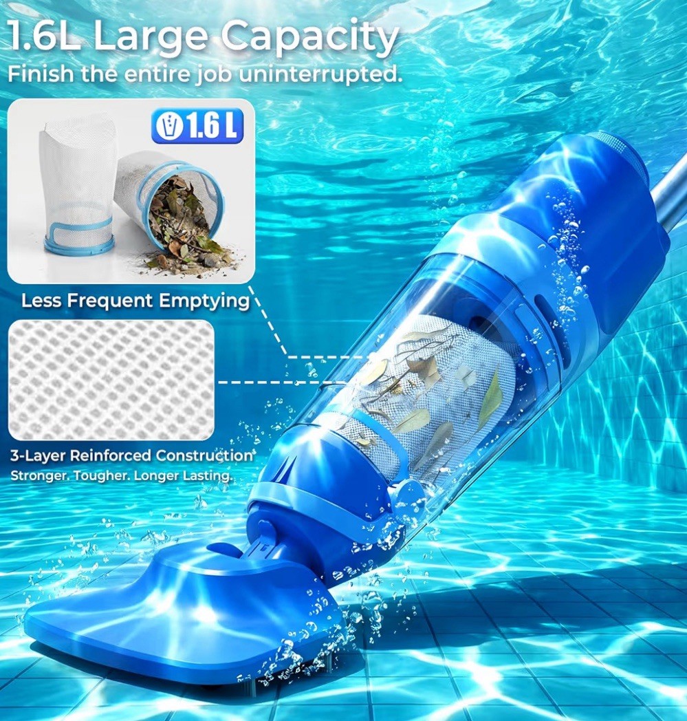 Swolace Cordless Pool Vacuum Cleaner 1427 GPH Rechargeable Above Ground Inground