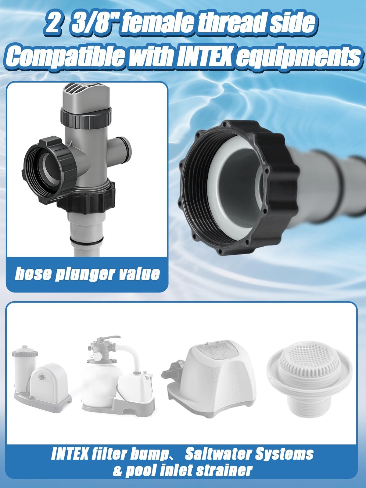 PAMASE Pool Hose Adapter A – Conversion Standard Size, Grey-2Pack（Adapter A）