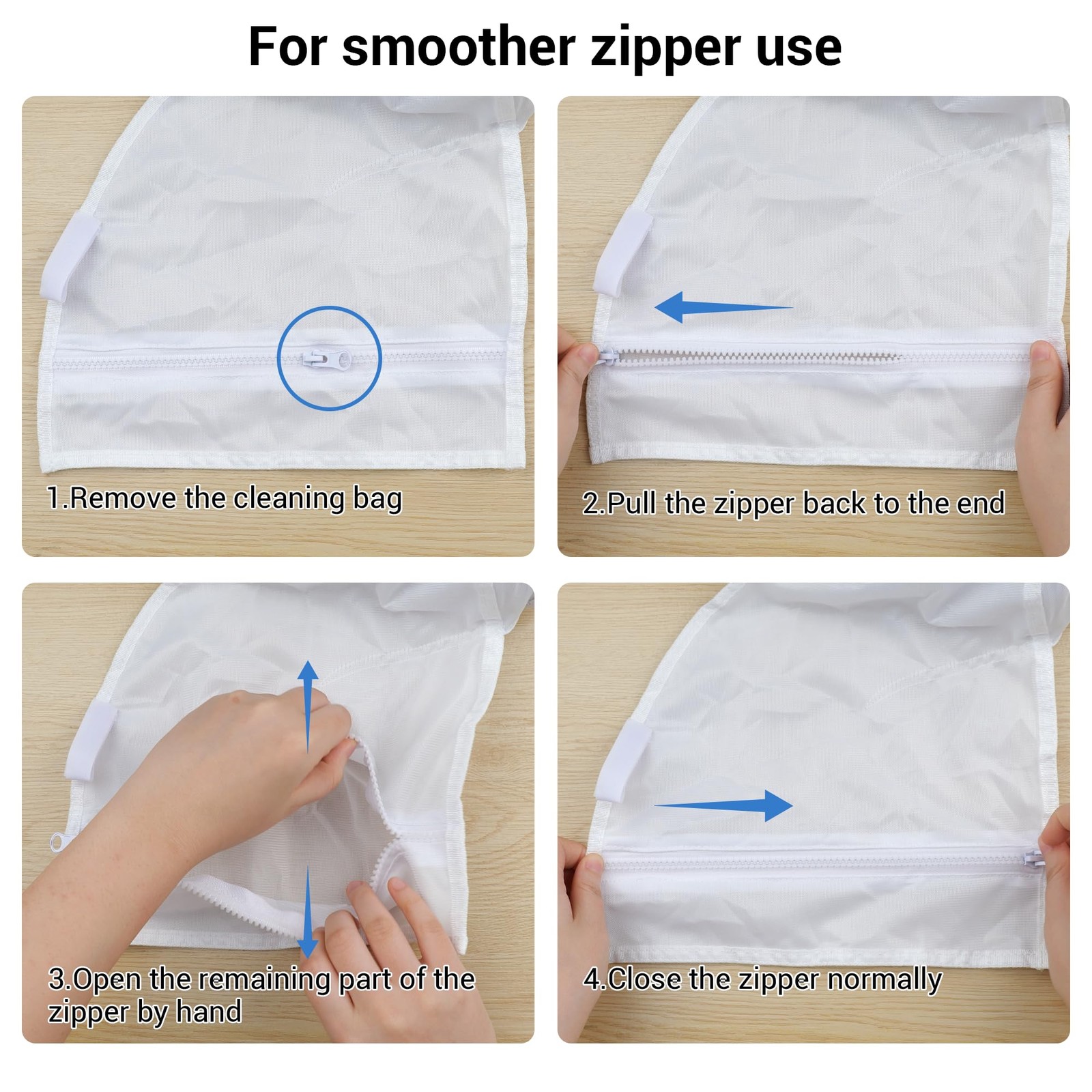 Nylon Mesh Pool Cleaner Bags,Bag Zipper Replacement for Polaris 2 pack White