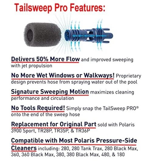 ATIE No Spray Pool Cleaner TailSweep PRO TSP10S with Hose Scrubber 9-100 1 Pack