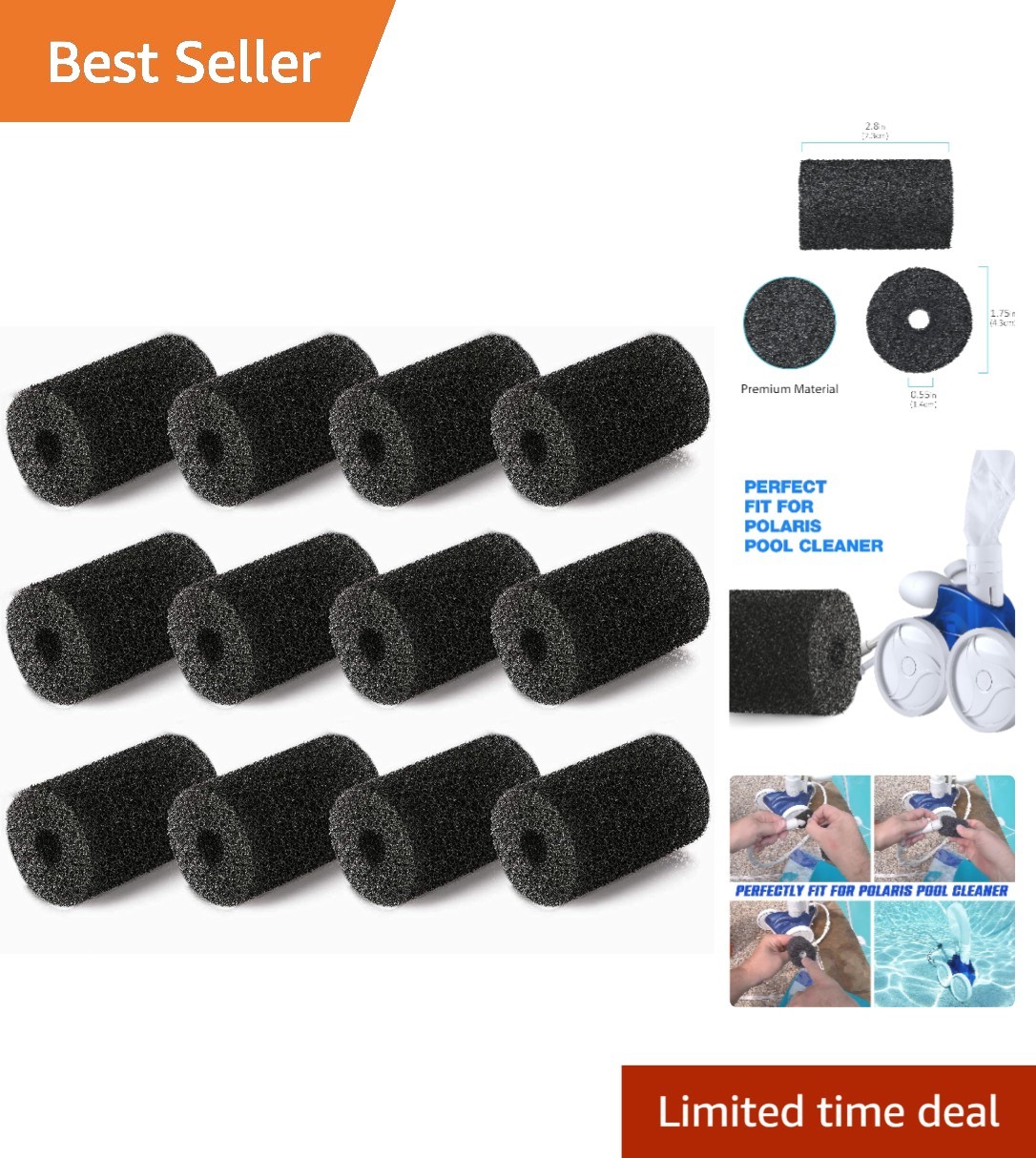 12 Pack Tail Scrubbers for Polaris Pool Cleaners – Fits Models 180-3900