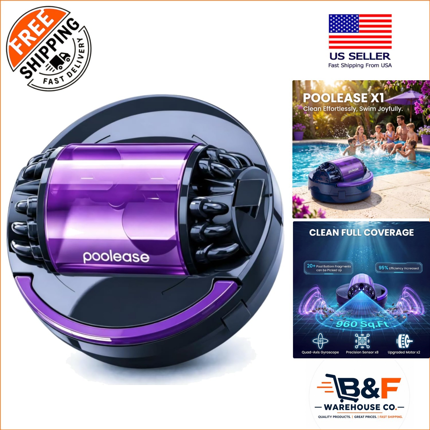 High-Power Dual-Motor Robotic Pool Cleaner with Self-Parking for Easy Use