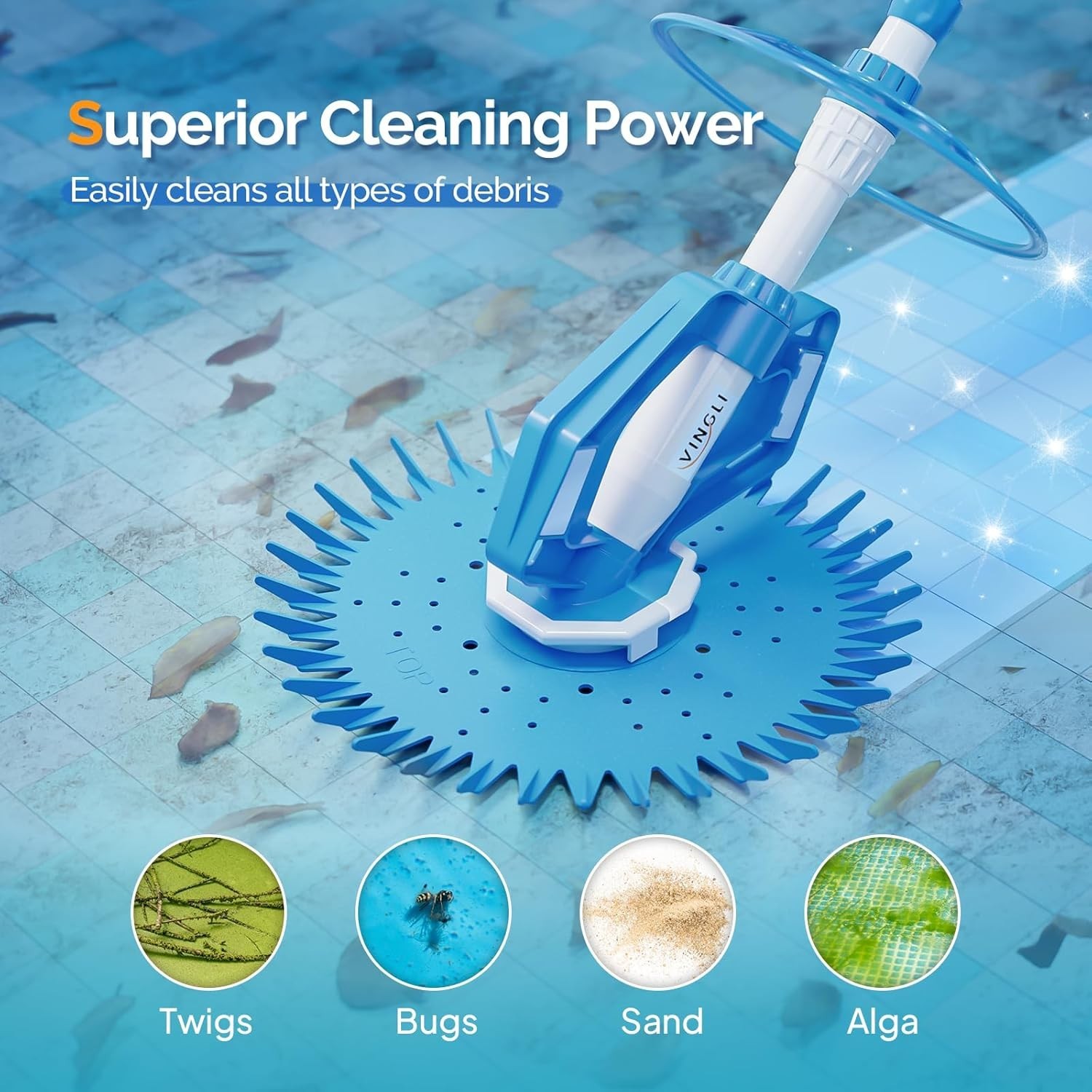 POOL VACUUM Cleaner Automatic SWEEPER Swimming Pool CREEPY Crawler 16&prime; HOSE Blue