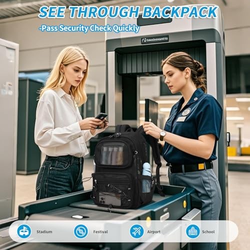 Mesh Backpack, Heavy Duty See Through Backpack Ultra-Lightweight Net Black
