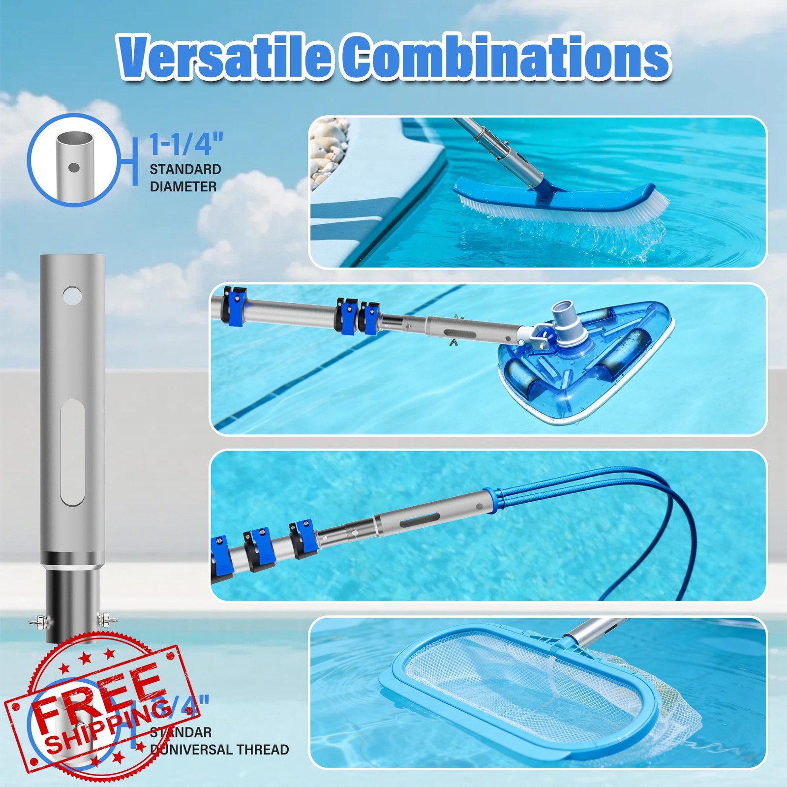 TONYINGO 5-20 FT Telescopic Pool Pole, Aluminum Alloy Extension Pole with Fli…