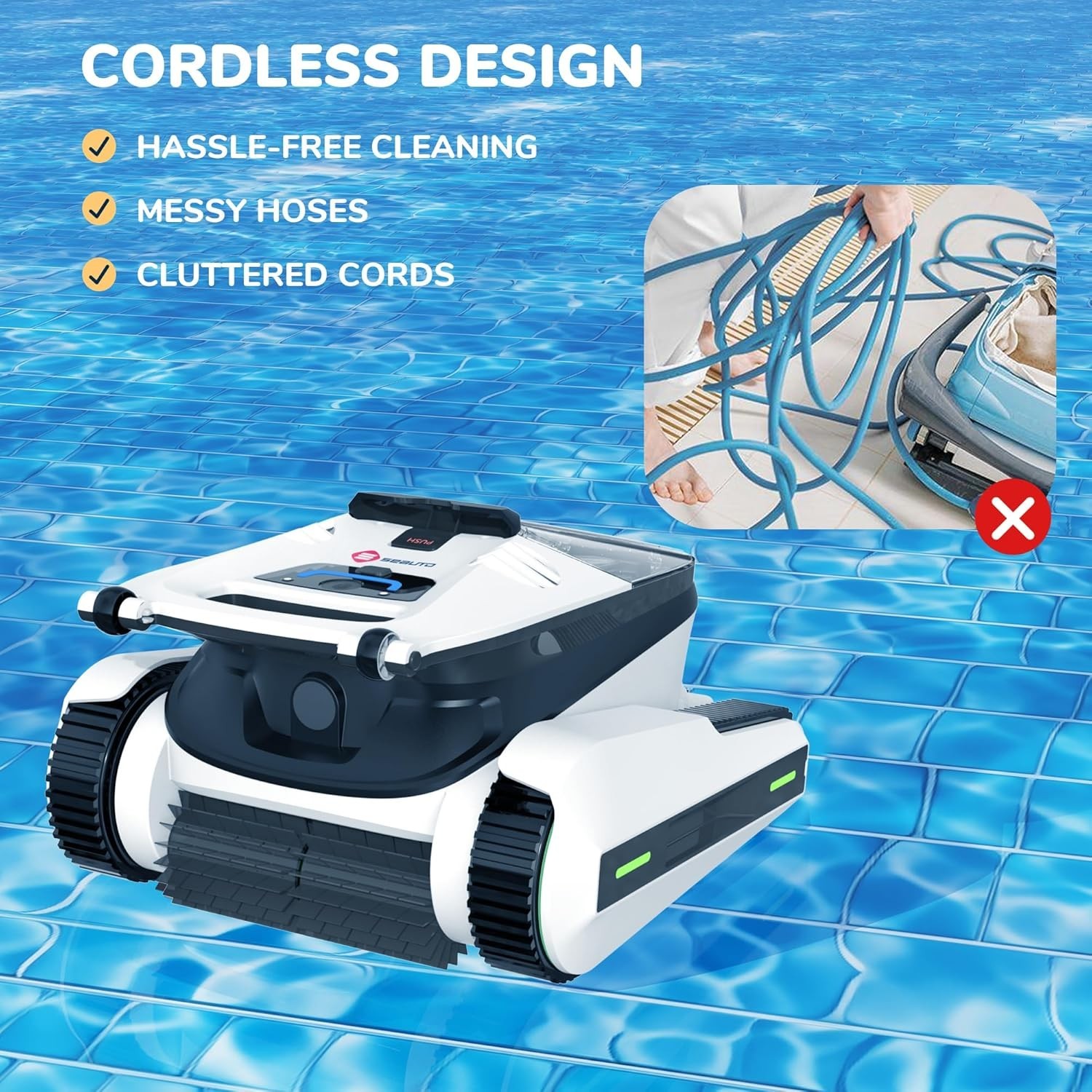 Seauto shark Cordless Robotic Pool Vacuum Wall-Climbing Automatic New Sealed