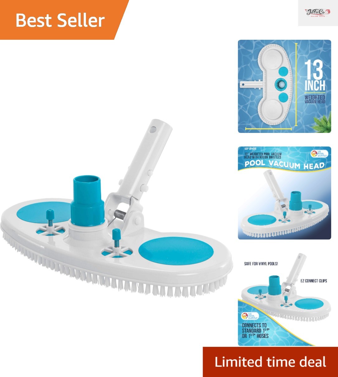 High Efficiency 13&Prime; Weighted Vacuum Head for Manual Pool Cleaning – Safe Design