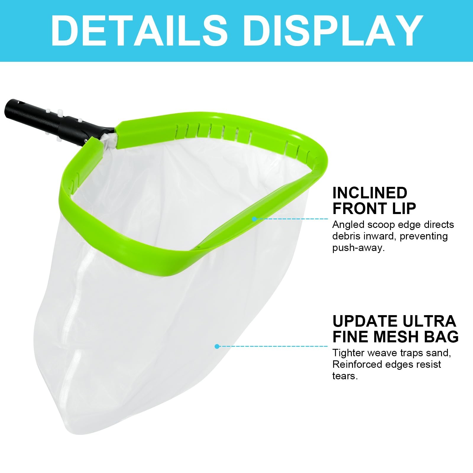 Pool Net,Professional Ultra Fine Mesh Leaf Nylon Rake