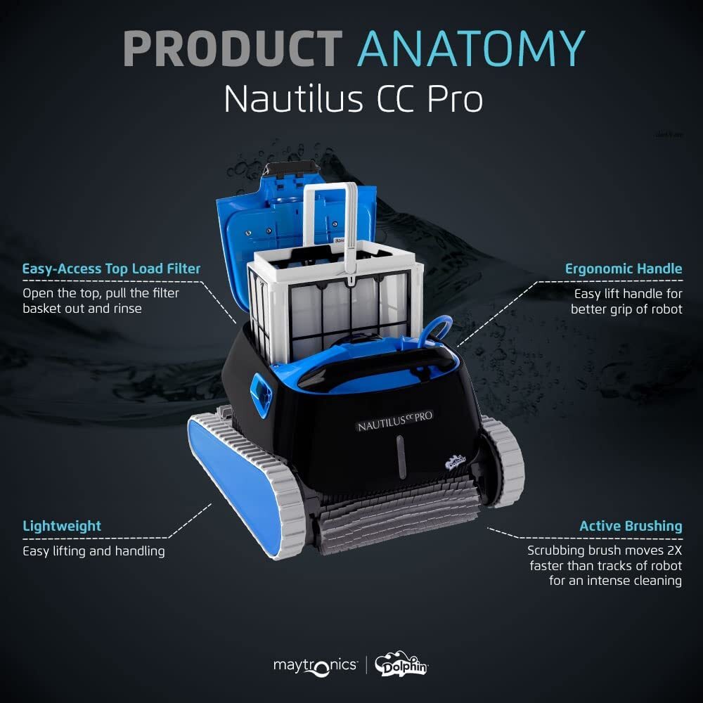 Dolphin Nautilus CC Pro Robotic Pool Vacuum Cleaner with Wi-Fi Control and Caddy