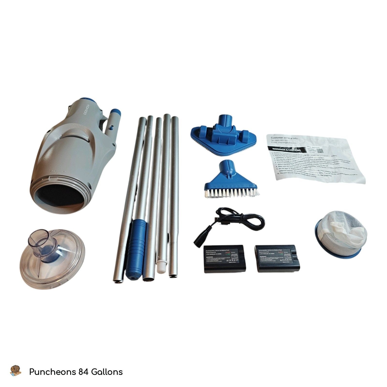 KOKIDO XTROVAC 110 Rechargeable Handheld SWIMMING Pool Vacuum Set Model EV05