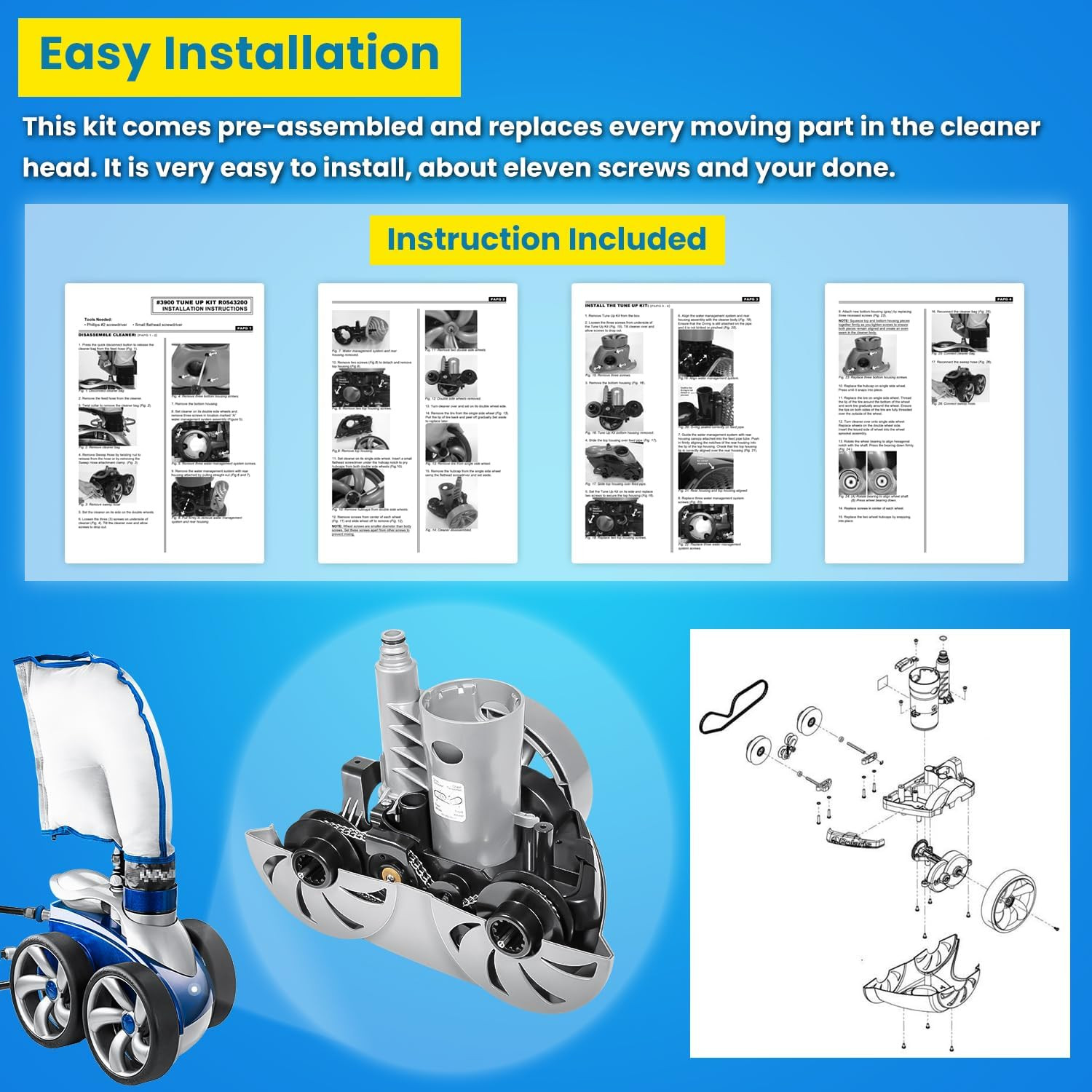 Zodiac Polaris R0543200 3900 Sport Pool Cleaner Upgrade Kit – Silver
