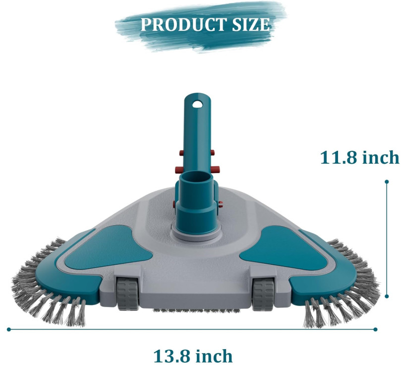 Cabezal Aspirador Triangular con Cepillo, Peso y Clip EZ para Piscina, Nuevo