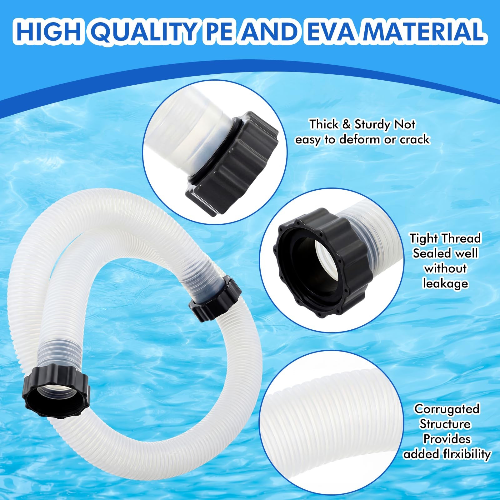 Innconee 3 Pack 1.5X59 29060E Flexible Pool Filter Pump Hose Kit For Above