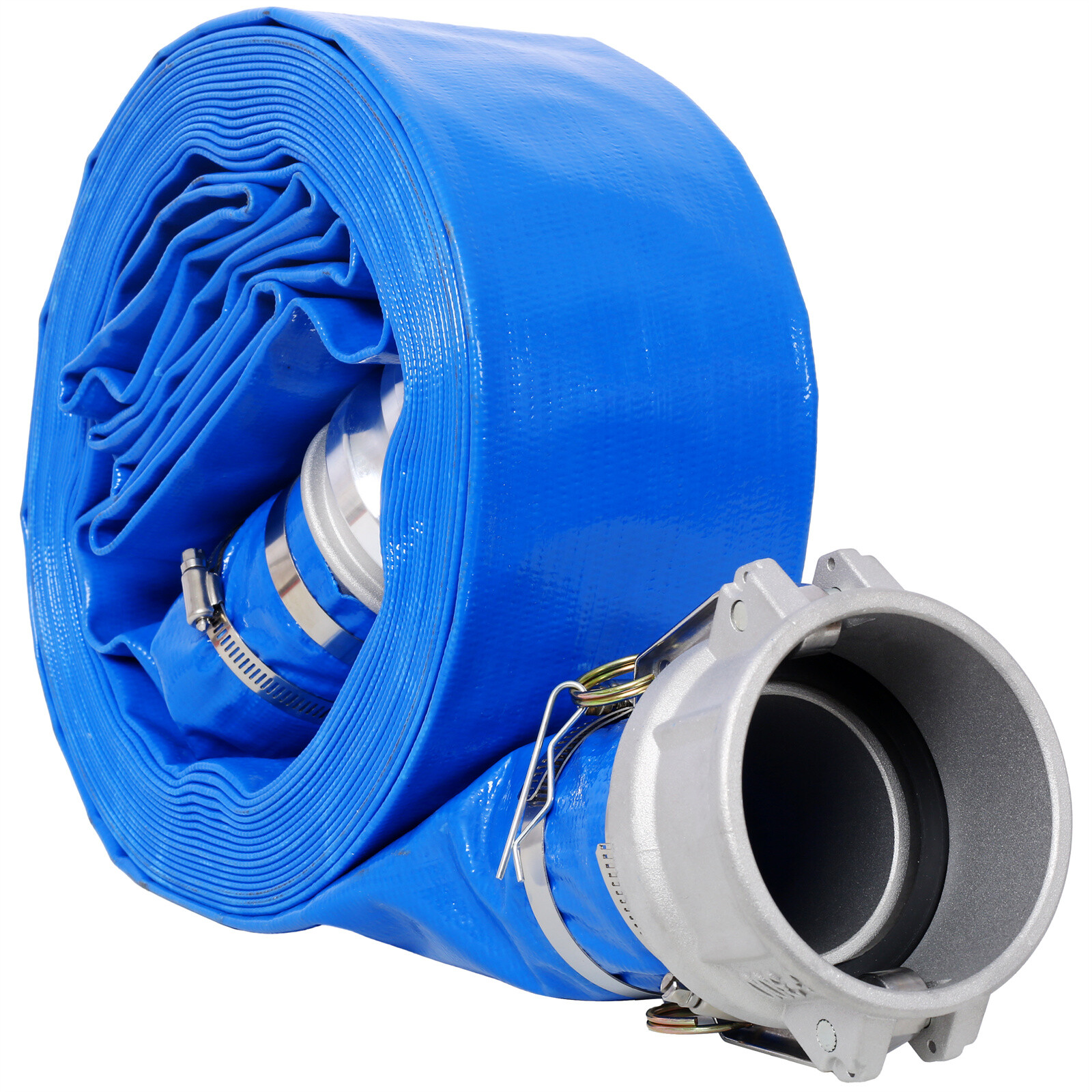 Discharge Hose 3&Prime;x 100FT PVC Lay Flat Hose Backwash Drain Hose w/ Clamps