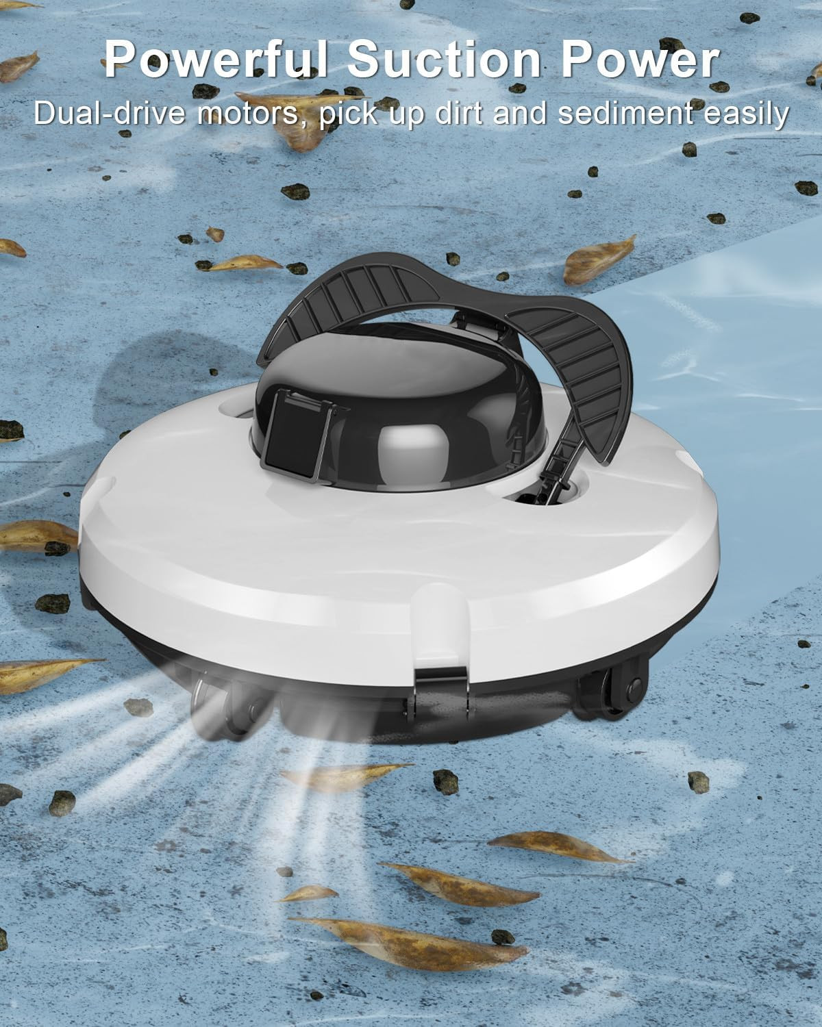 GMAPLAE Cordless Pool Vacuum for above Ground Pool, Robotic Pool Cleaner with Du