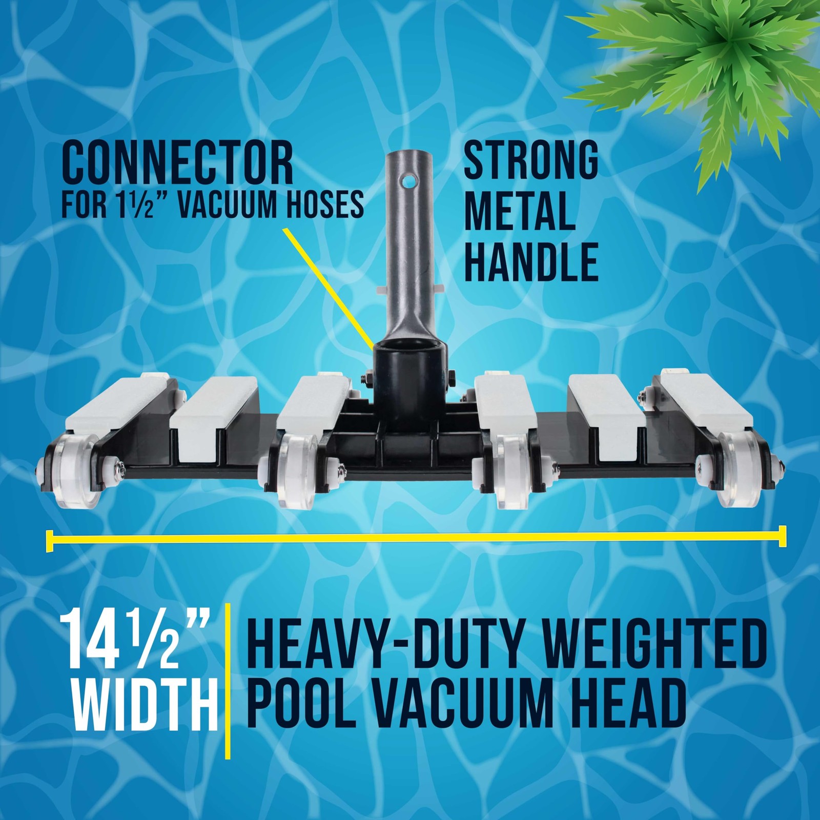 U.S. Pool Supply Manual Vacuum Head for Inground 14.5 Inch, Black/Blue