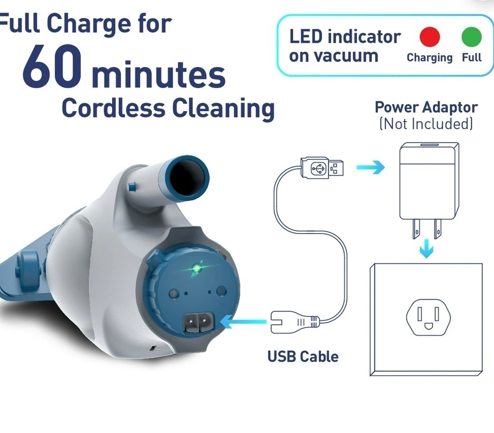 Kokido Xtrovac 200 Rechargeable Pool Spa Hot Tub Vacuum Cleaner Direct Flow