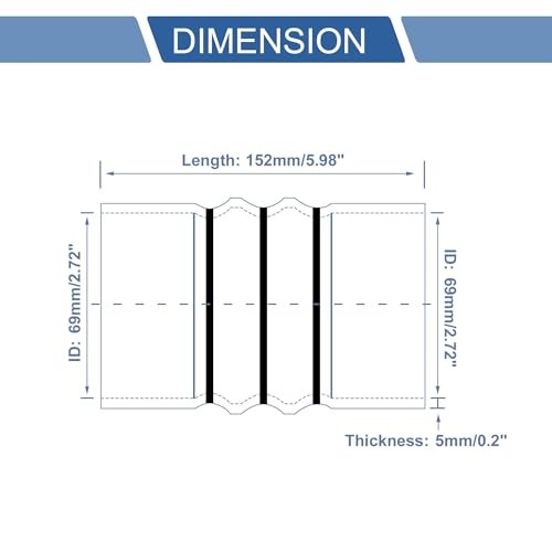 Silicone Hose Charge Air Intercooler Hump Heavy Duty ID 69mm / 2.75&Prime; Black