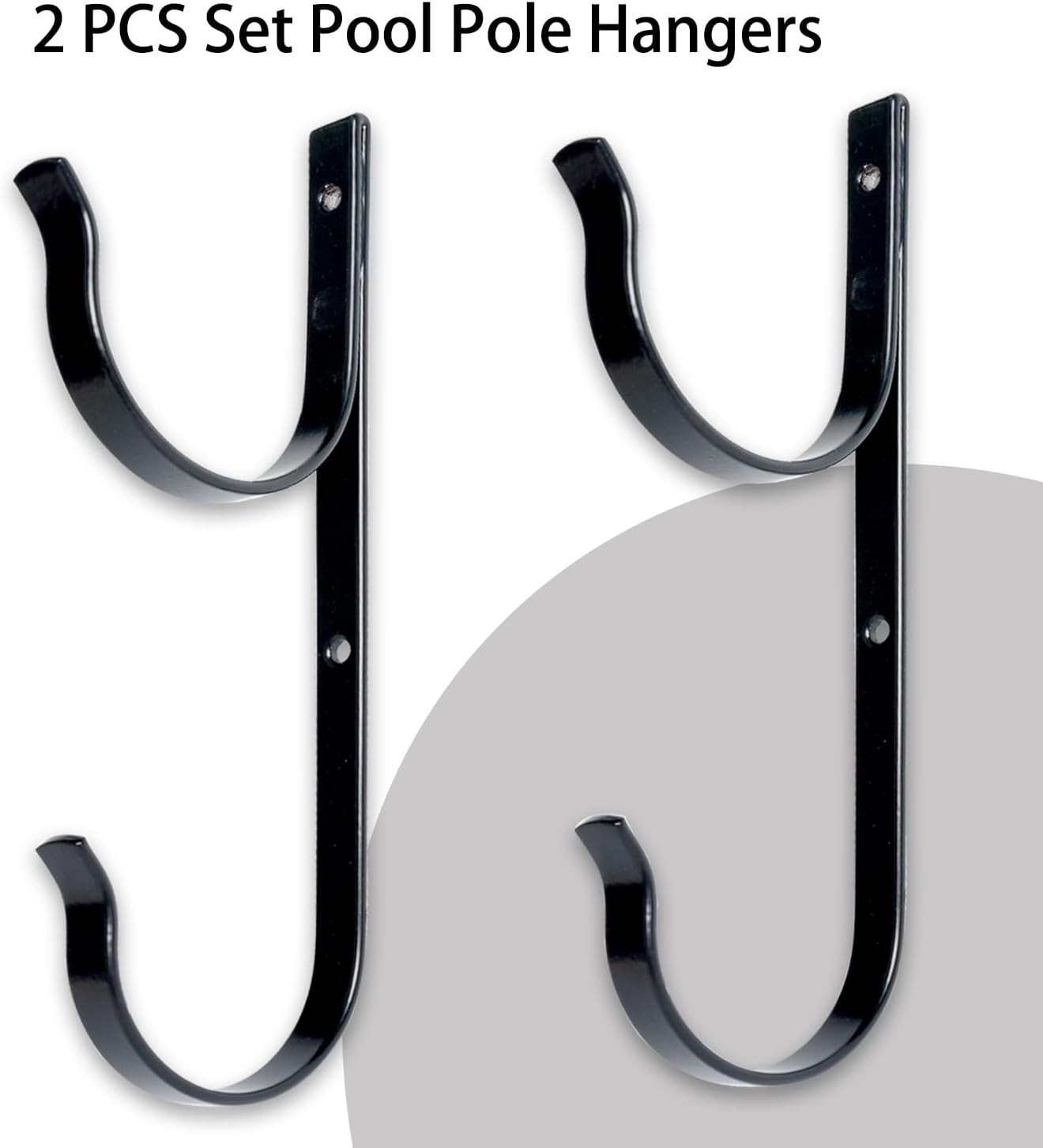 2Pcs Pool Tool Hangers Aluminum Wall Mount Hooks Black Outdoor