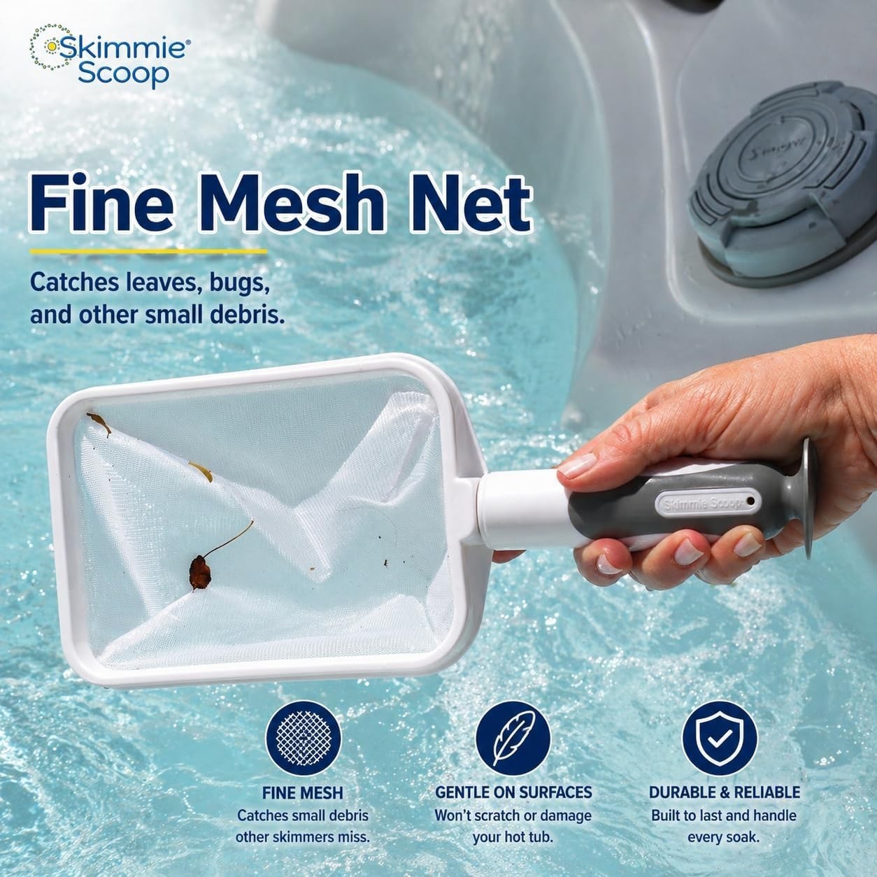 Spa Skimmer Handheld Fine Mesh Net for Pools Hot Tubs Cold Plunge Compact