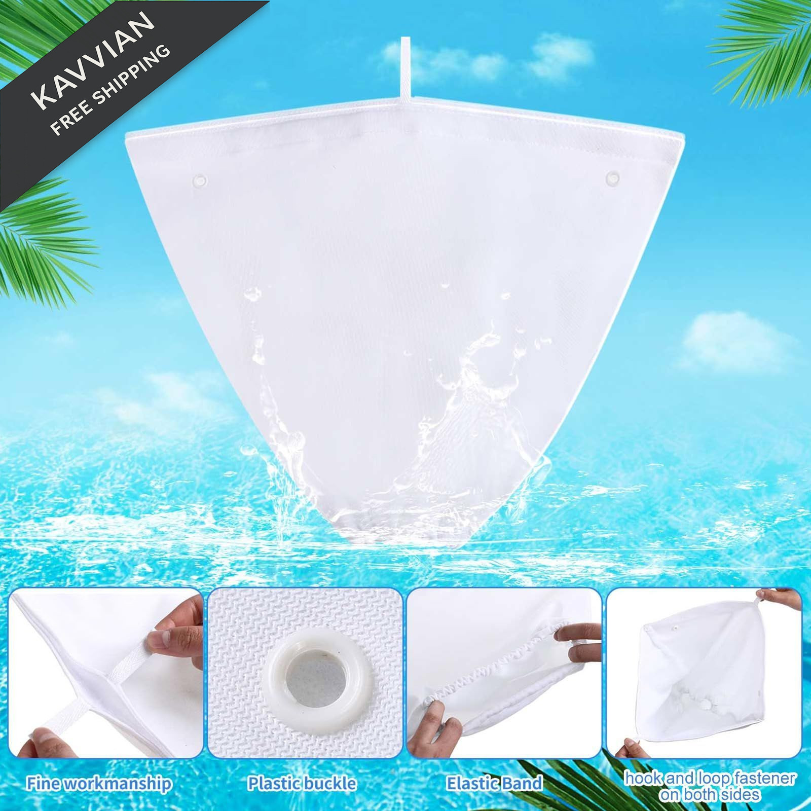 Riakrum 2 Pcs Pool Cleaner Fine Filter Bag Replacement Spa Part white
