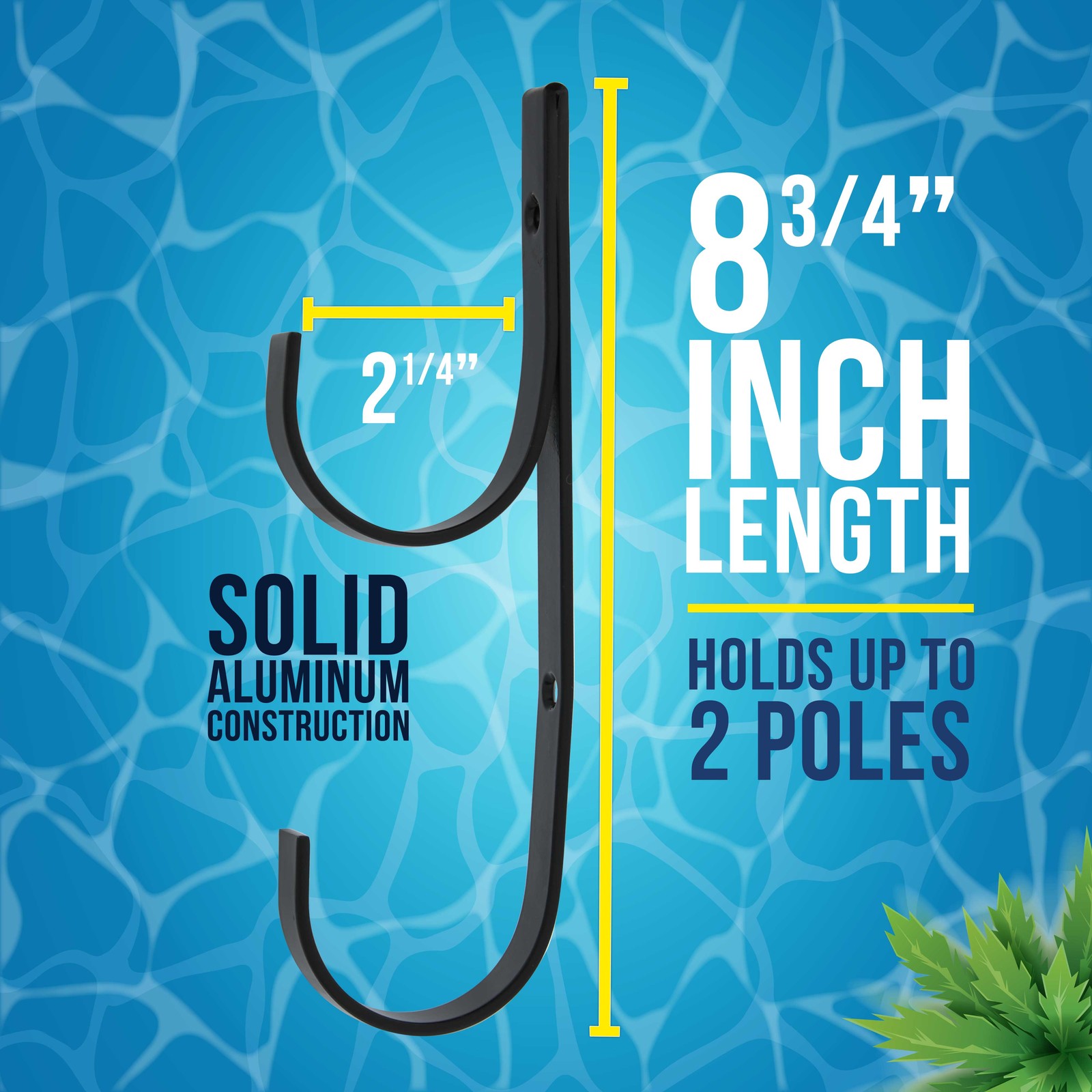 U.S. Pool Supply Set of 2 Black Aluminum Pool Hangers for Telescopic Poles, Nets