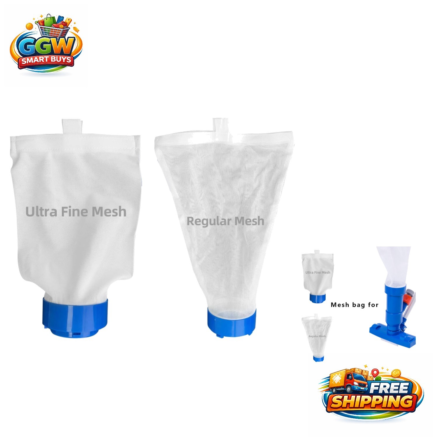 2pcs Pool Vacuum Replacement Mesh Bags – Fine & Standard for Efficient Cleaning