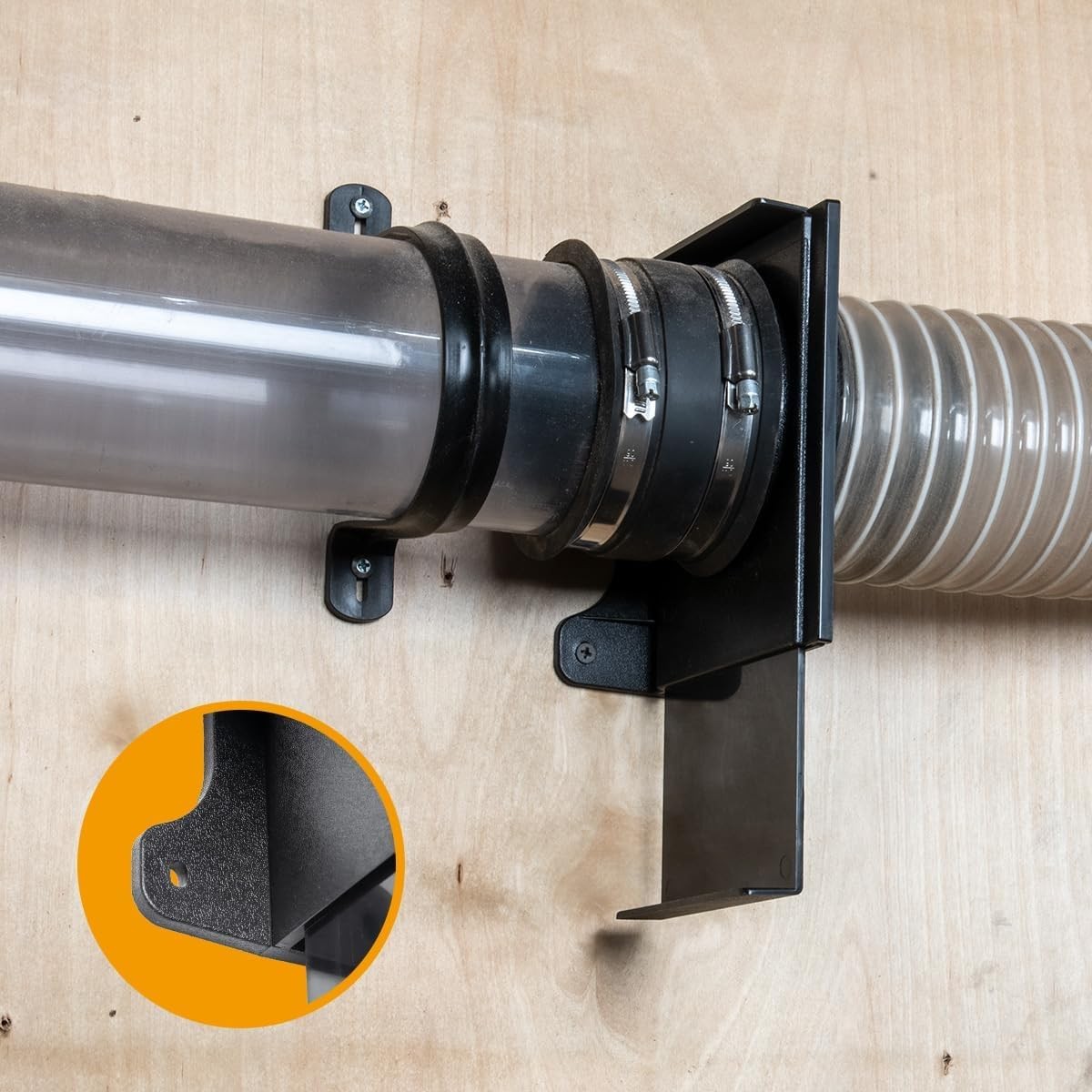 POWERTEC 70358-P4 4&Prime; Wall Mounting Threaded Blast Gate w/ Bracket Dust Coll.