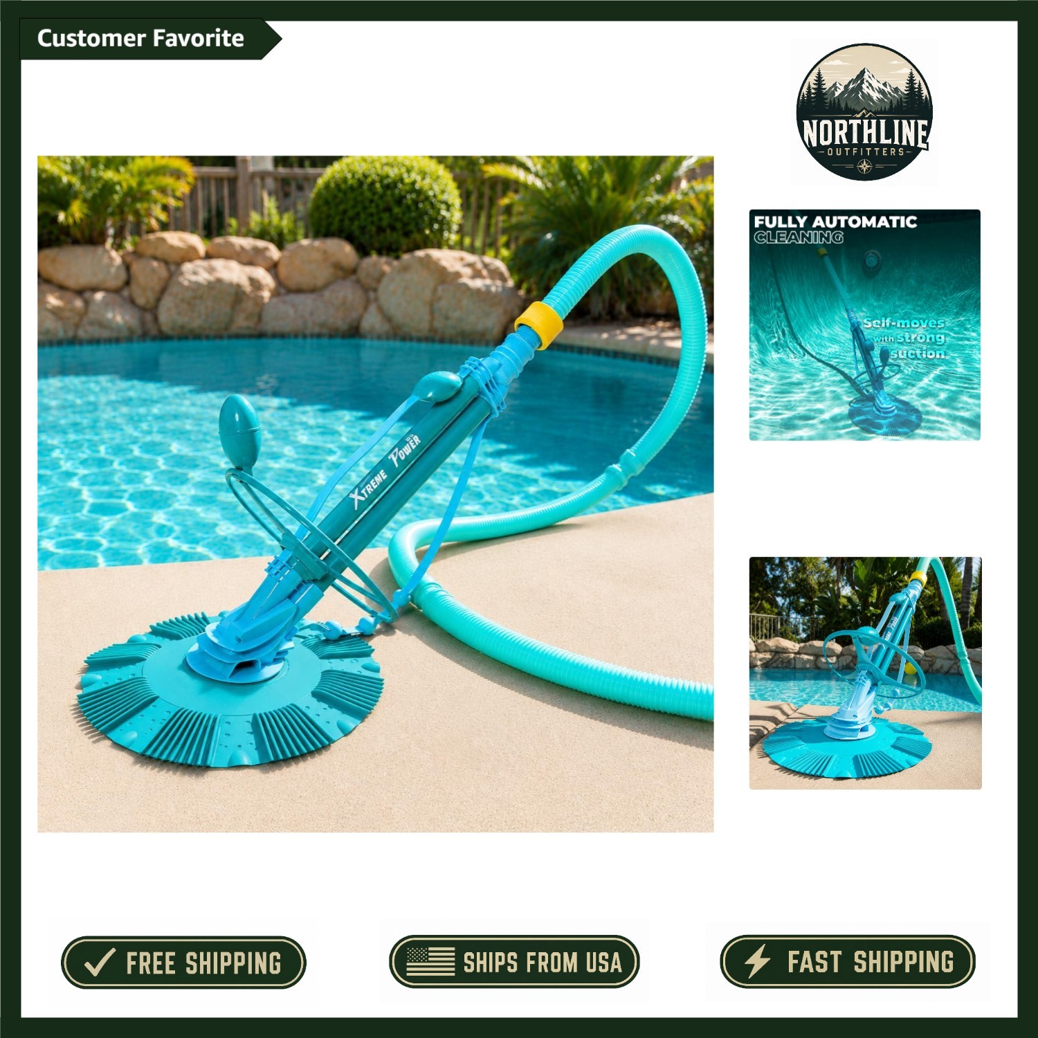 Quiet and Efficient Pool Vacuum with 30ft Hose for In-Ground/Above Ground Use
