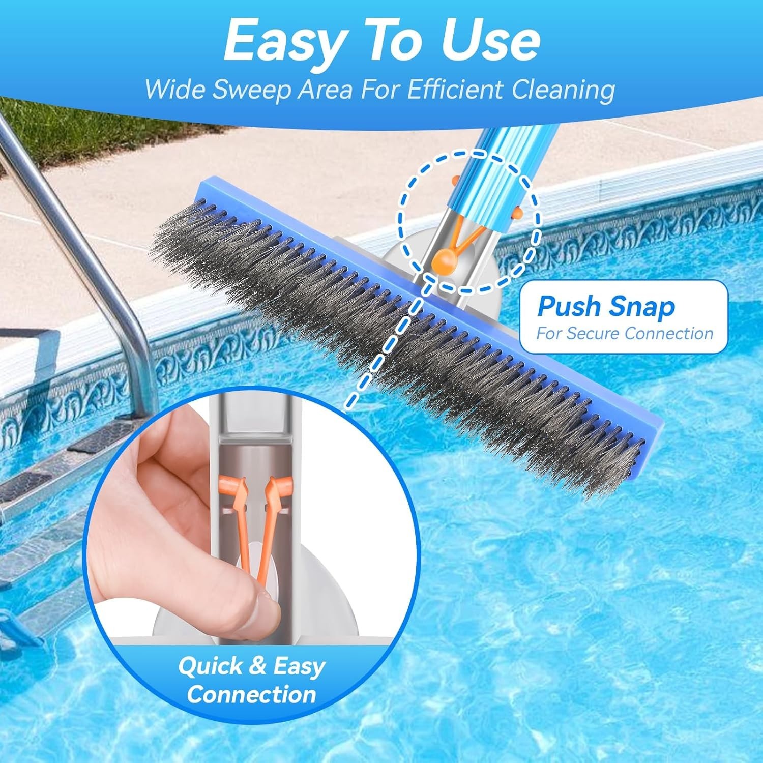 Heavy Duty 10-Inch Stainless Steel Pool Brush for Concrete & Gunite Walls
