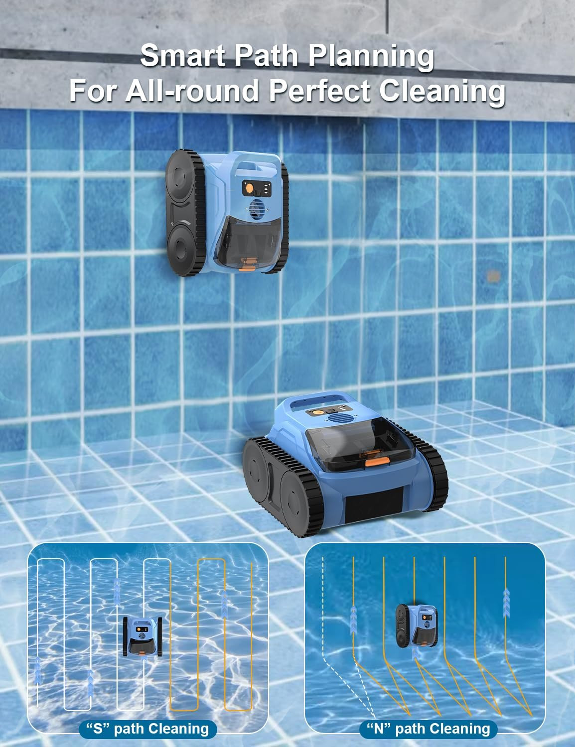 Robotic Pool Cleaner for Inground Pools Floor, Wall and Waterline Cleaning