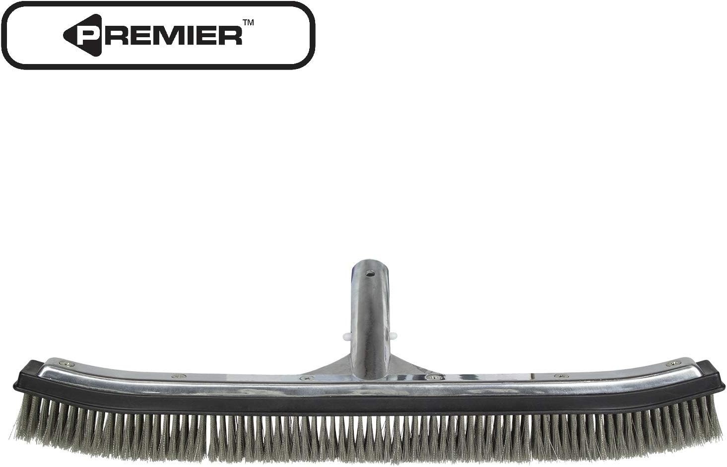 18-Inch Stainless Steel Pool Algae Brush, Heavy-Duty Aluminum Back, for Gunit…