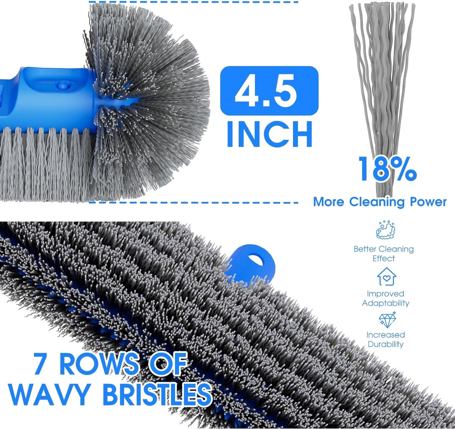 3-in-1 Pool Cleaning Kit: 18-inch Brush, Ergonomic Vacuum Head & Fine Mesh Net