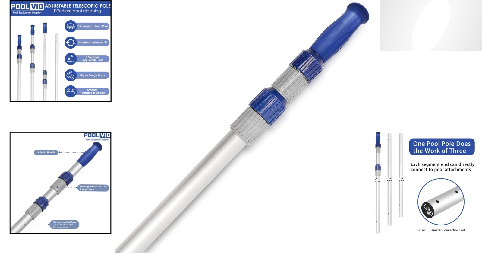 Effortless Pool Maintenance: 15FT Adjustable Telescopic Pole with Reliable Grip