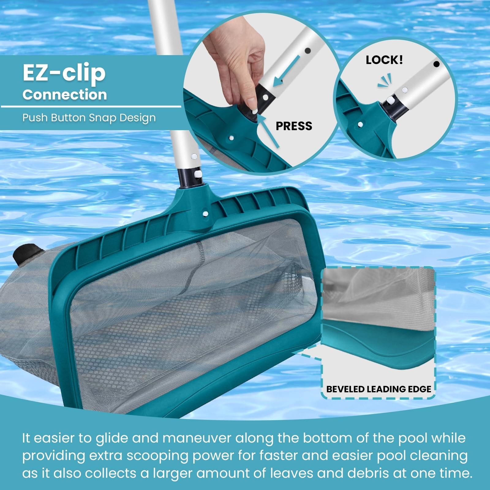 Economy Swimming Pool Cleaning Kit – Fine Mesh Deep Pool Rake & Leaf Skimmer …