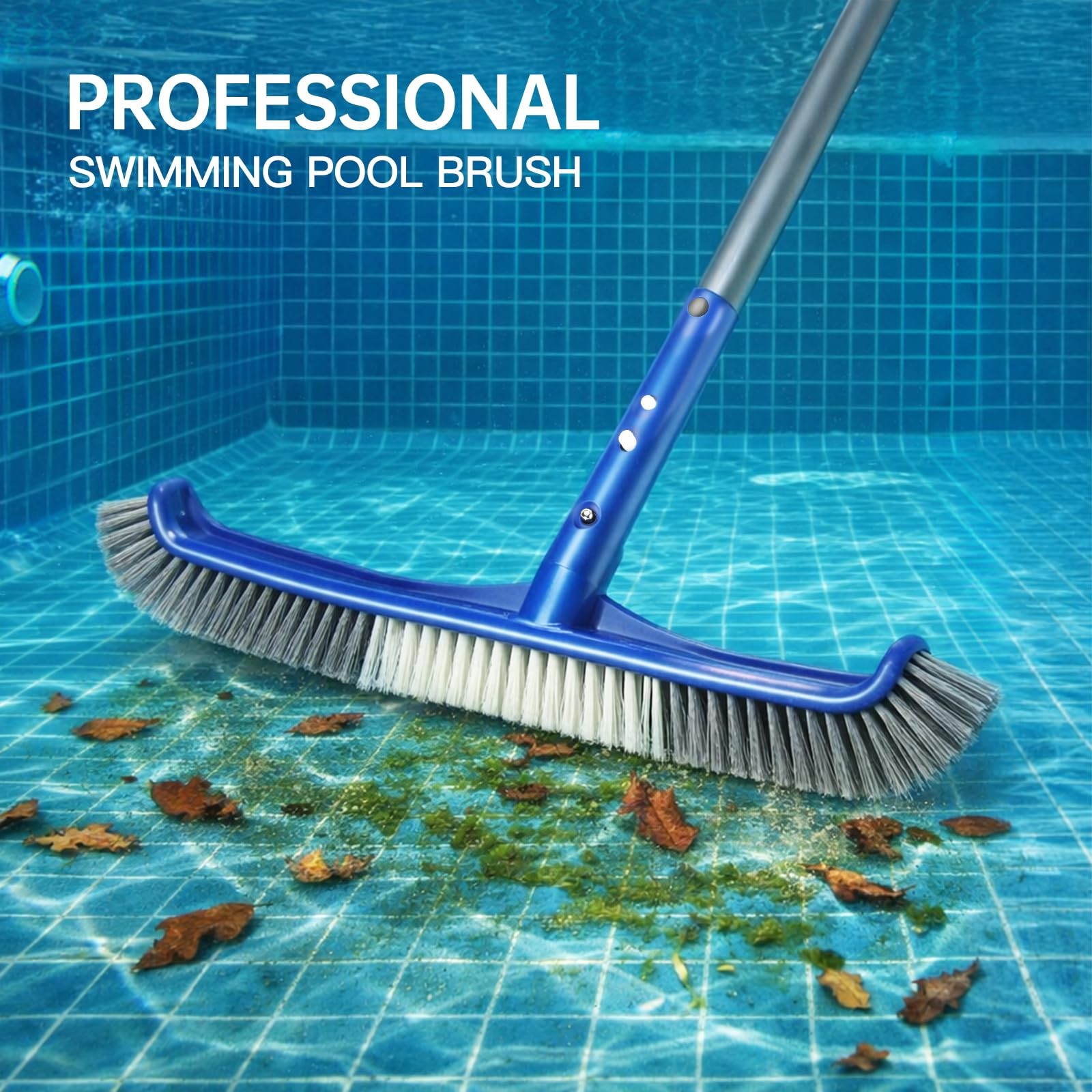 Pool Brush Head, Scrub with Premium Nylon 3x3x17 inches, Blue