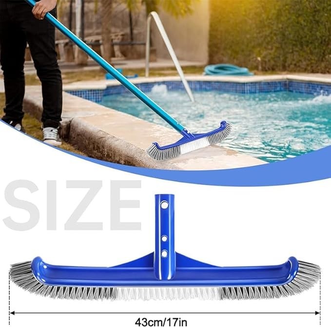 17&Prime; Pool Brushes for Cleaning Pool Walls Pool Brush Head with EZ Clip