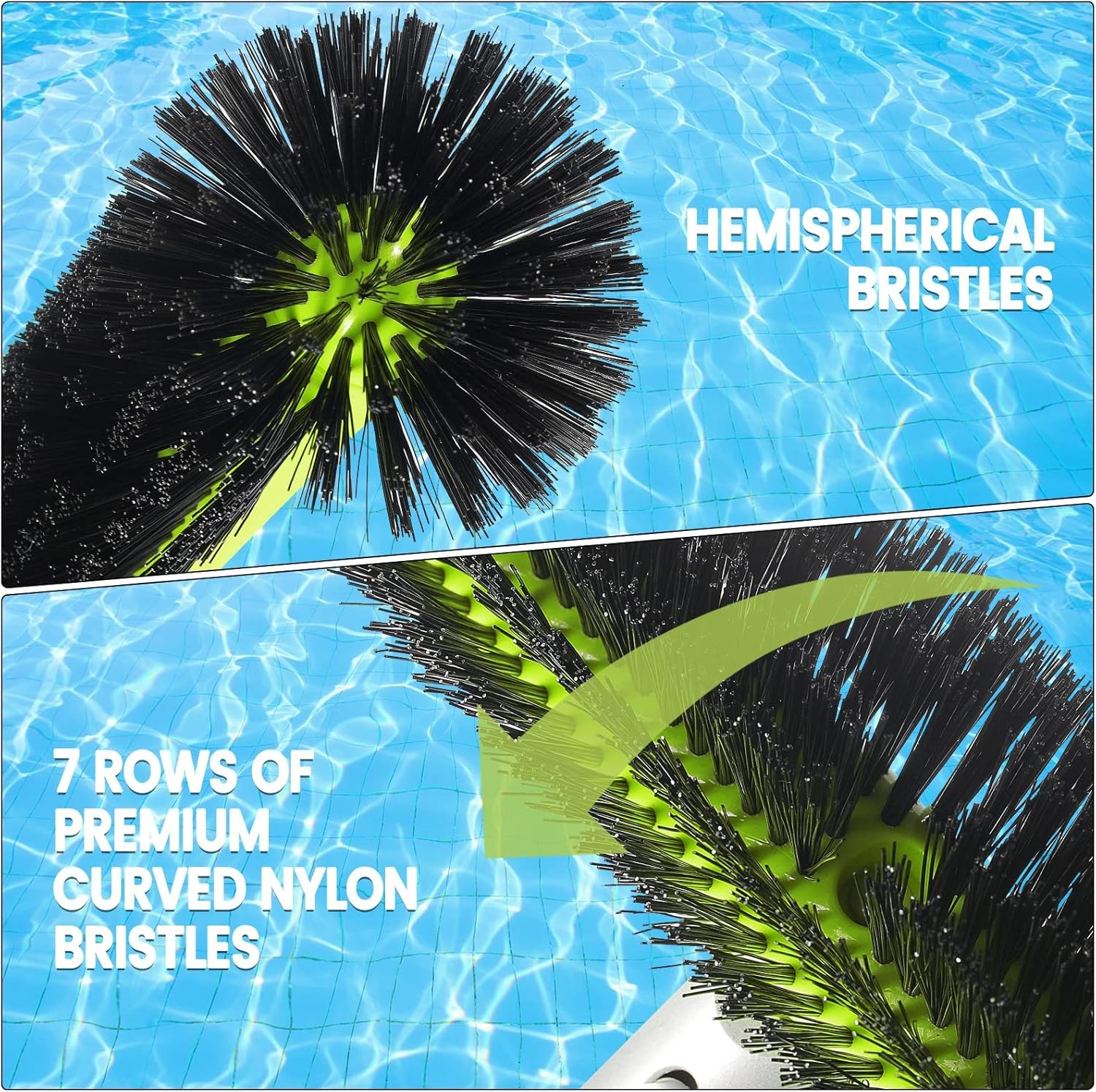 Swimming Pool Brush Head with Round Ends,17.5&Prime; Heavy Duty Aluminum Back Head for