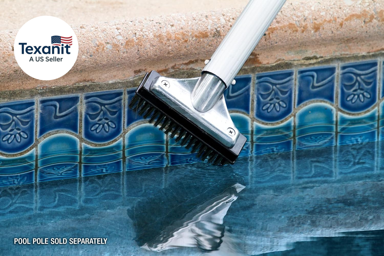 5-Inch Stainless Steel Pool Algae Detail Brush, Heavy-Duty Aluminum Back, for Gu