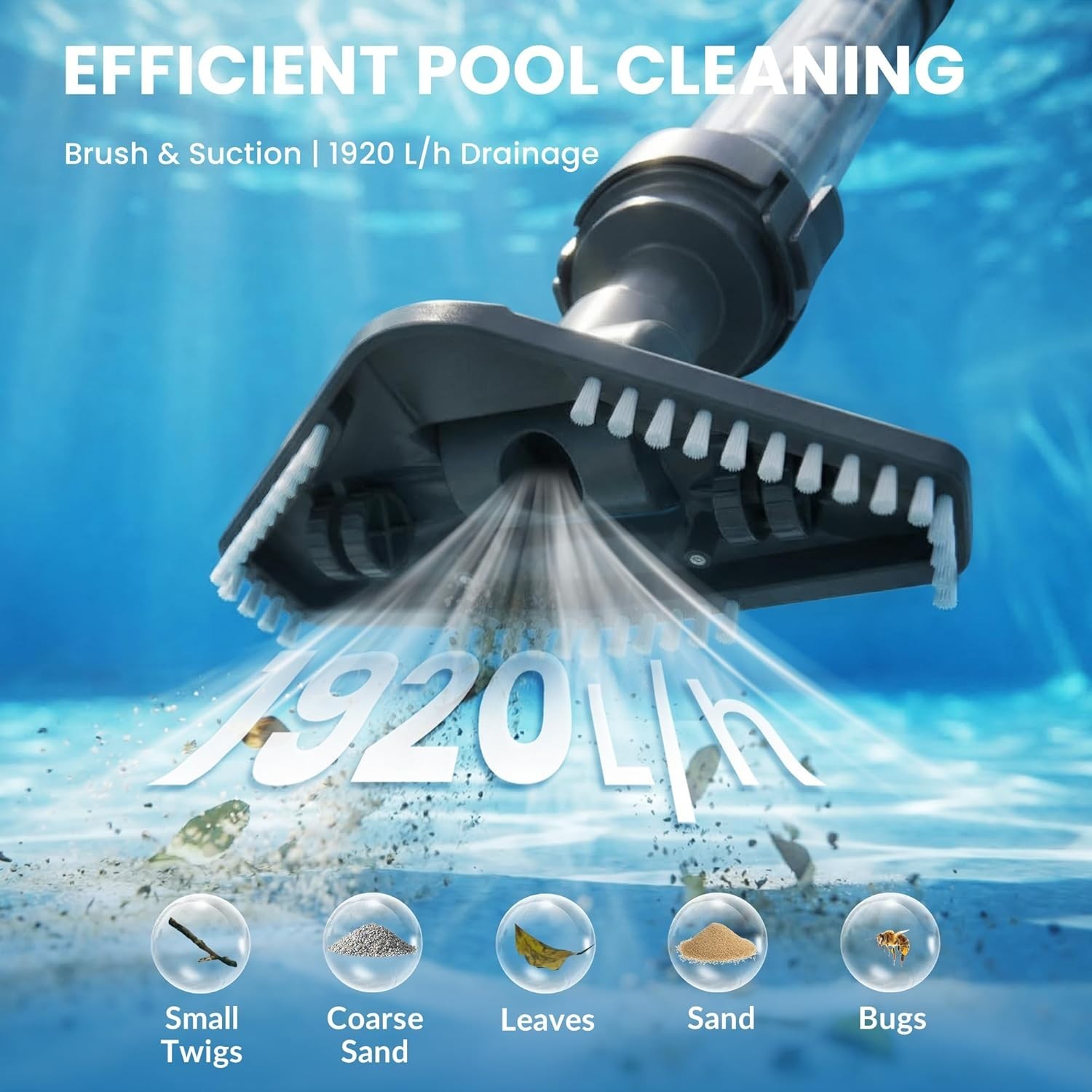 2026 Upgraded Cordless Pool Vacuum 18 GPM Strong Suction Lightweight Blue
