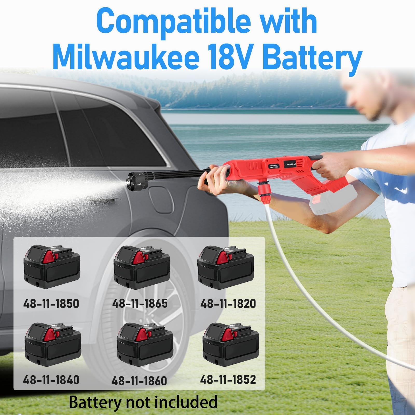 Cordless Cleaner Tool for Milwaukee Battery, Portable Car Cleaning Tools Red