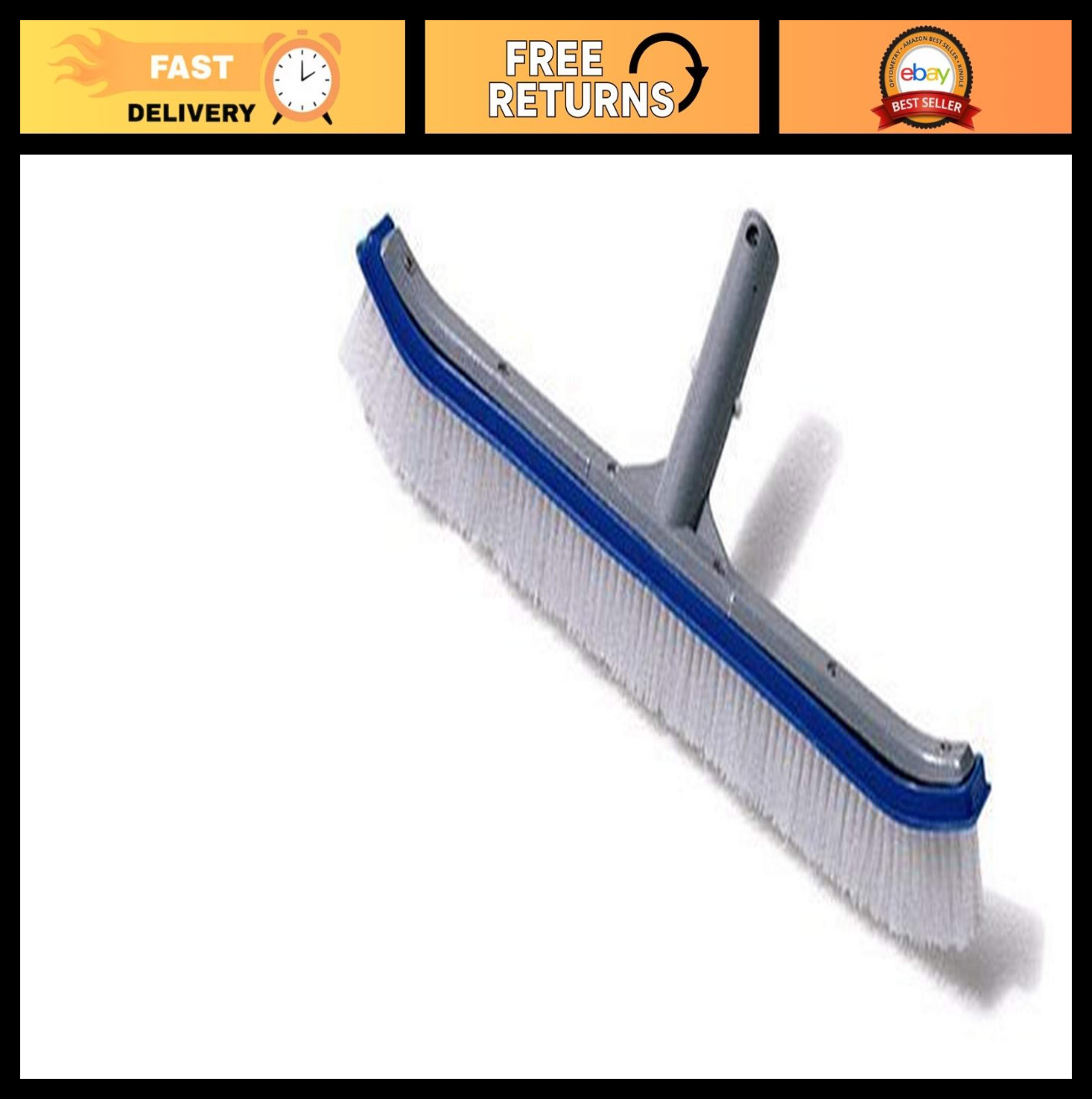 18&Prime; Pool Brush Head for Inground & Above Ground Pools | EZ Clip, Wall & Floor Cl