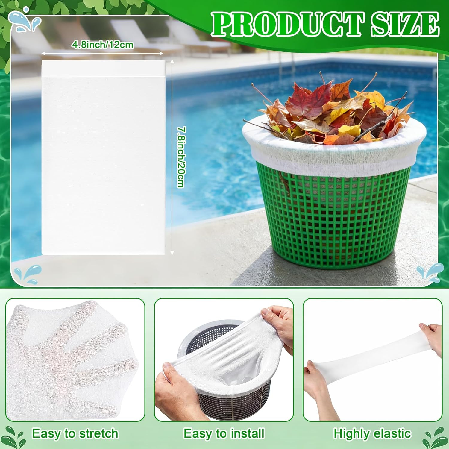 300 Pack Pool Skimmer Socks – Fine Mesh Filter for Pools