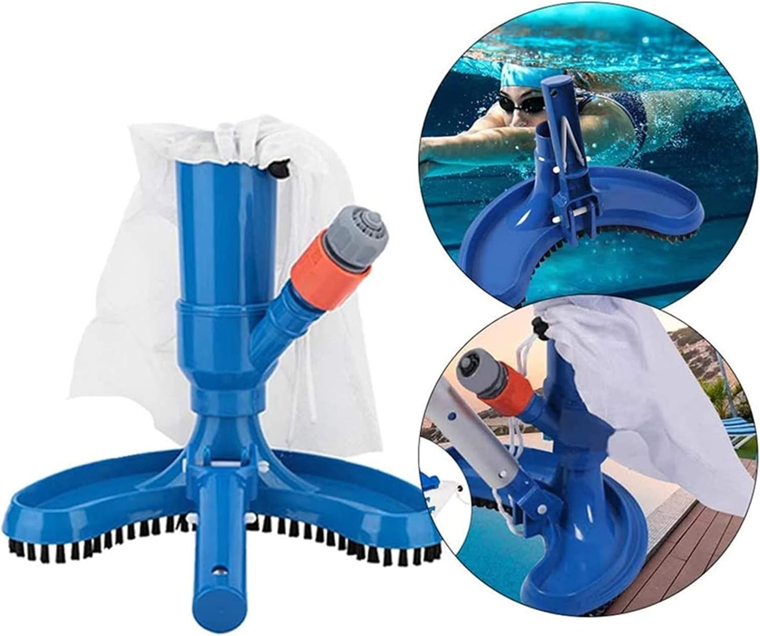 Portable Pool Spa Jet Pool Vacuum Jet Underwater Cleaner with Brushes & Mesh Bag