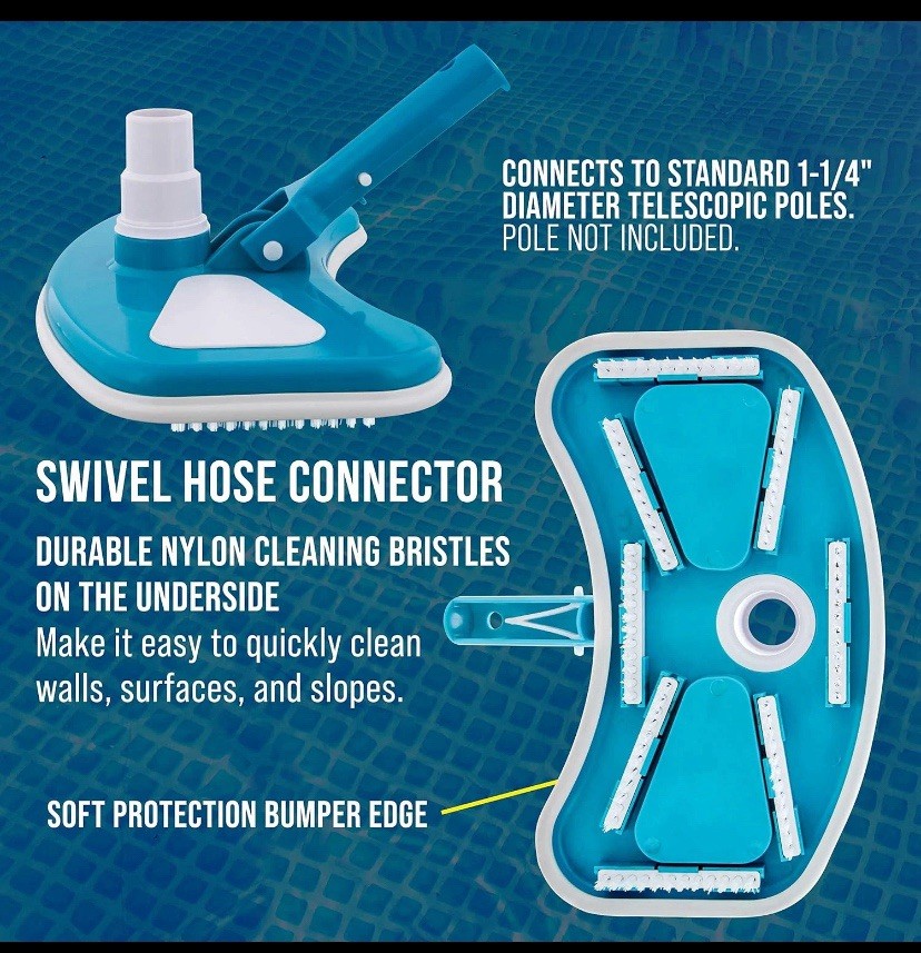 Deluxe 12&Prime; Weighted Butterfly Pool Vacuum Head with Swivel Hose Connection N