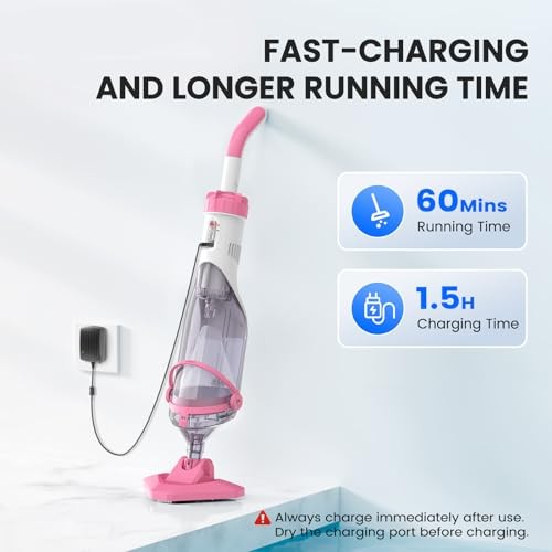 Pool Vacuum for Above Ground Pool with a Telescopic Pole, Pink PC10 Pro