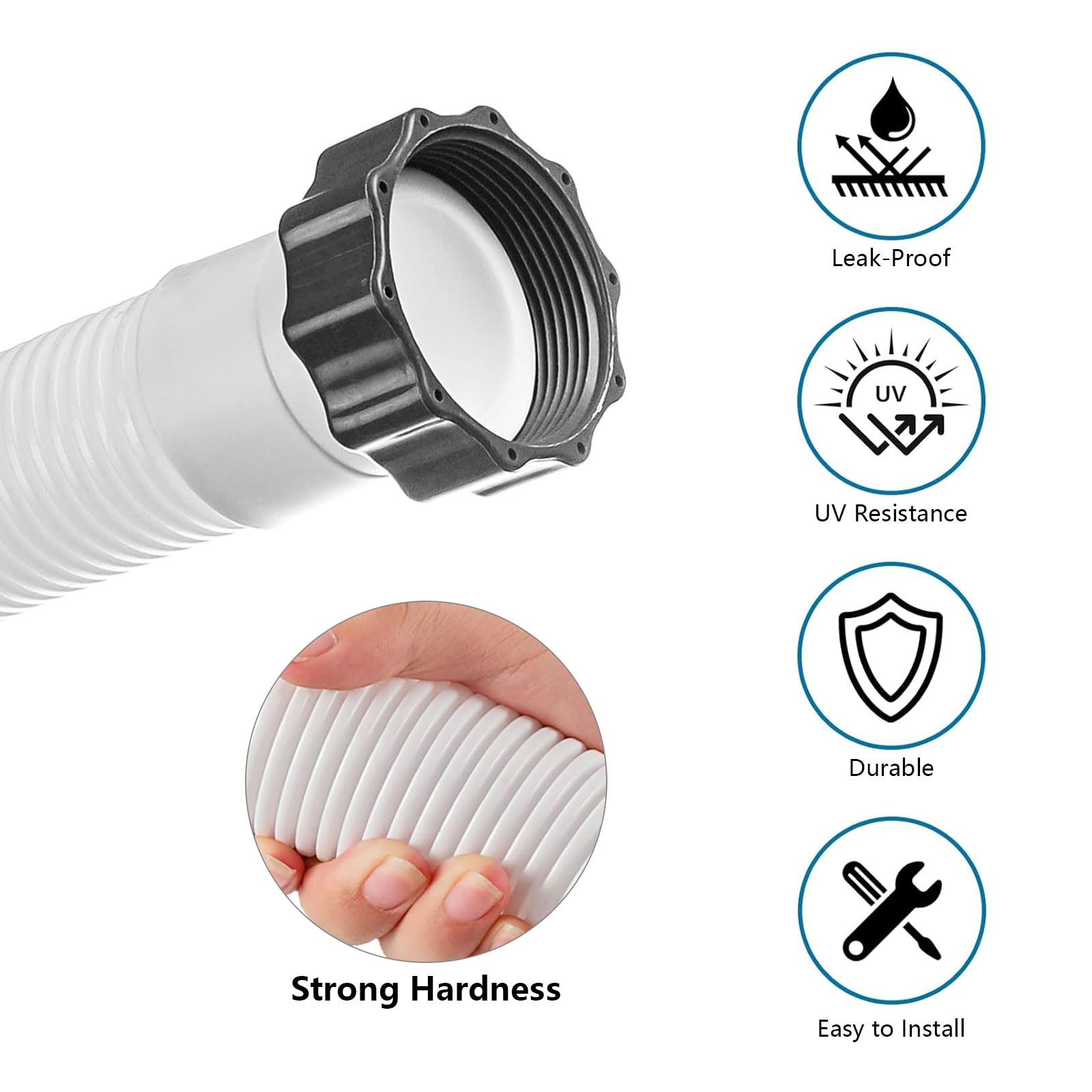 1.5&Prime; Replacement Pool Pump Hose for 59 inches x 1.5 inches, White -1 Pack