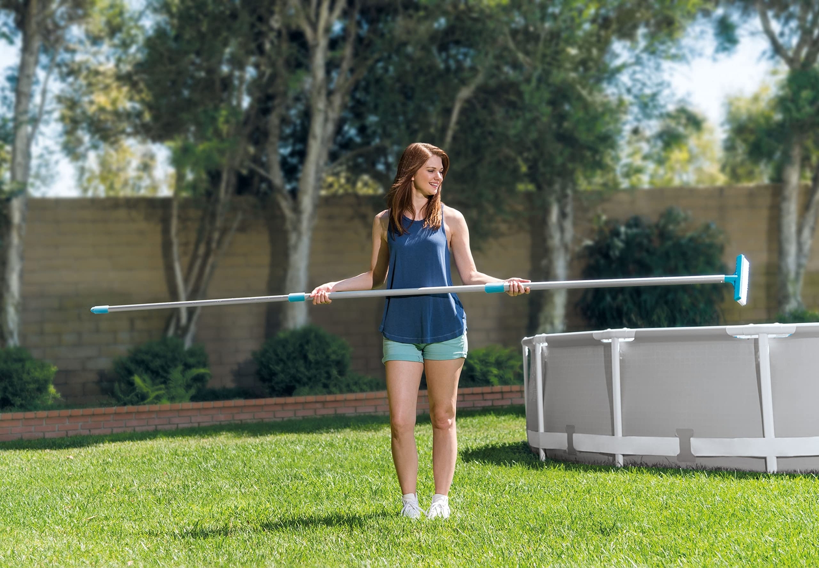 Intex Deluxe Pool Vacuum Maintenance Kit with Curved Wall Brush and Pole