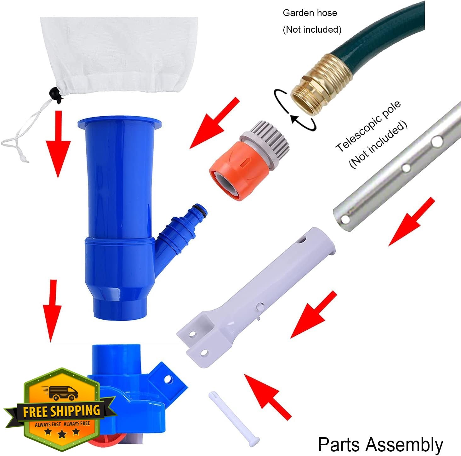 Pool Supply Town Jet Vacuum 6 Section Poles